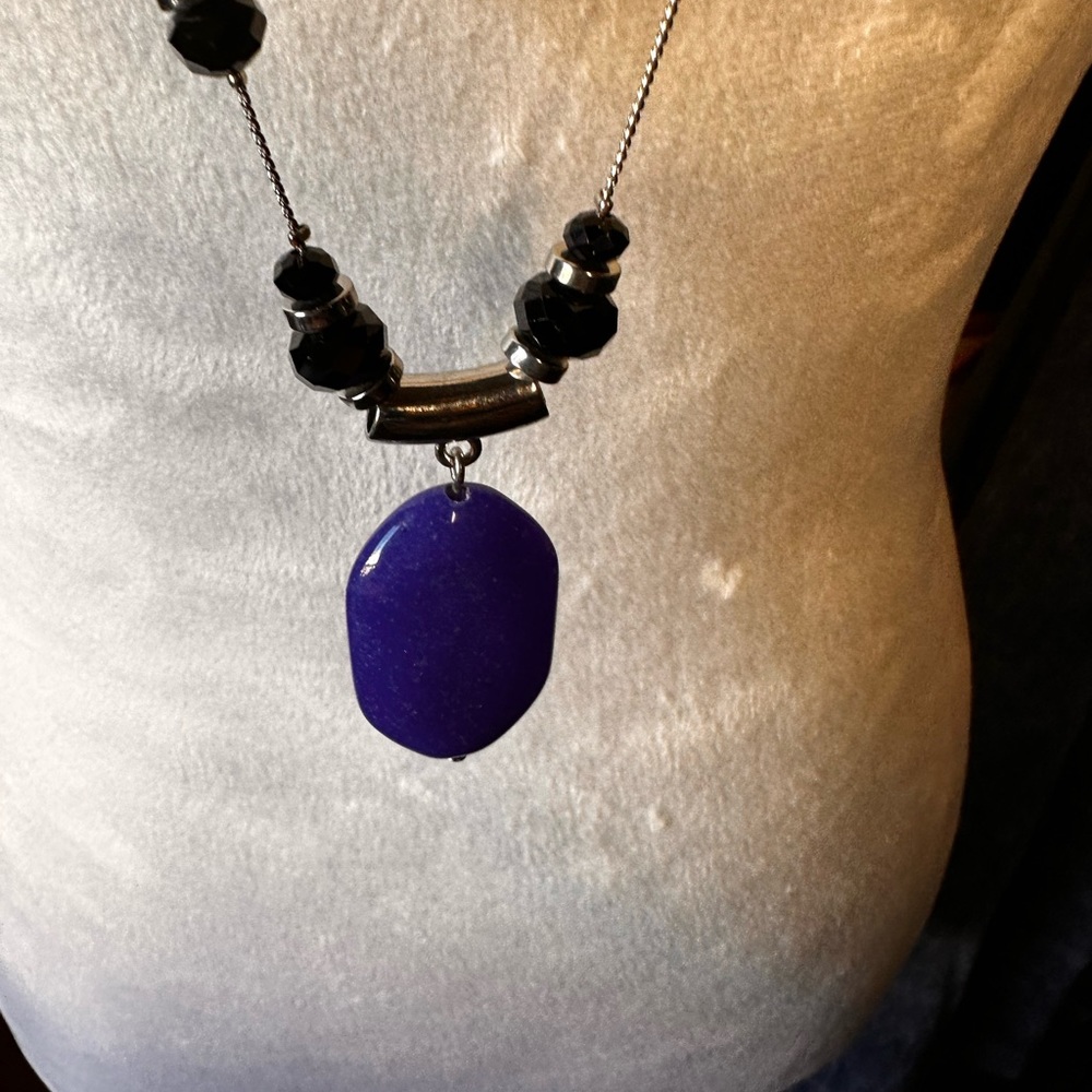 Chino’s Blue and Black Silver Long Adjustable Necklace 20” NWT - Picture 2 of 6